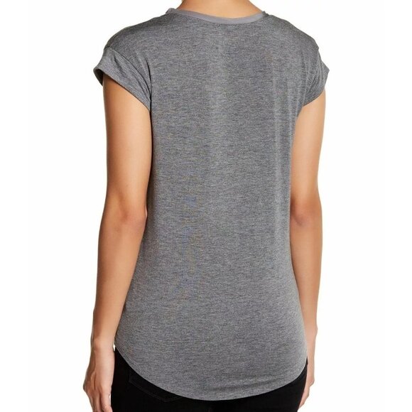 H By Bordeaux Charcoal Grey Contrast Silk Trim Tee - Picture 2 of 5